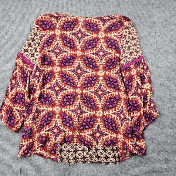 Bila Blouse Womens XXL Boho Peasant Top Lace Trim Rayon Bohemian Hippie Retro - Picture 7 of 7